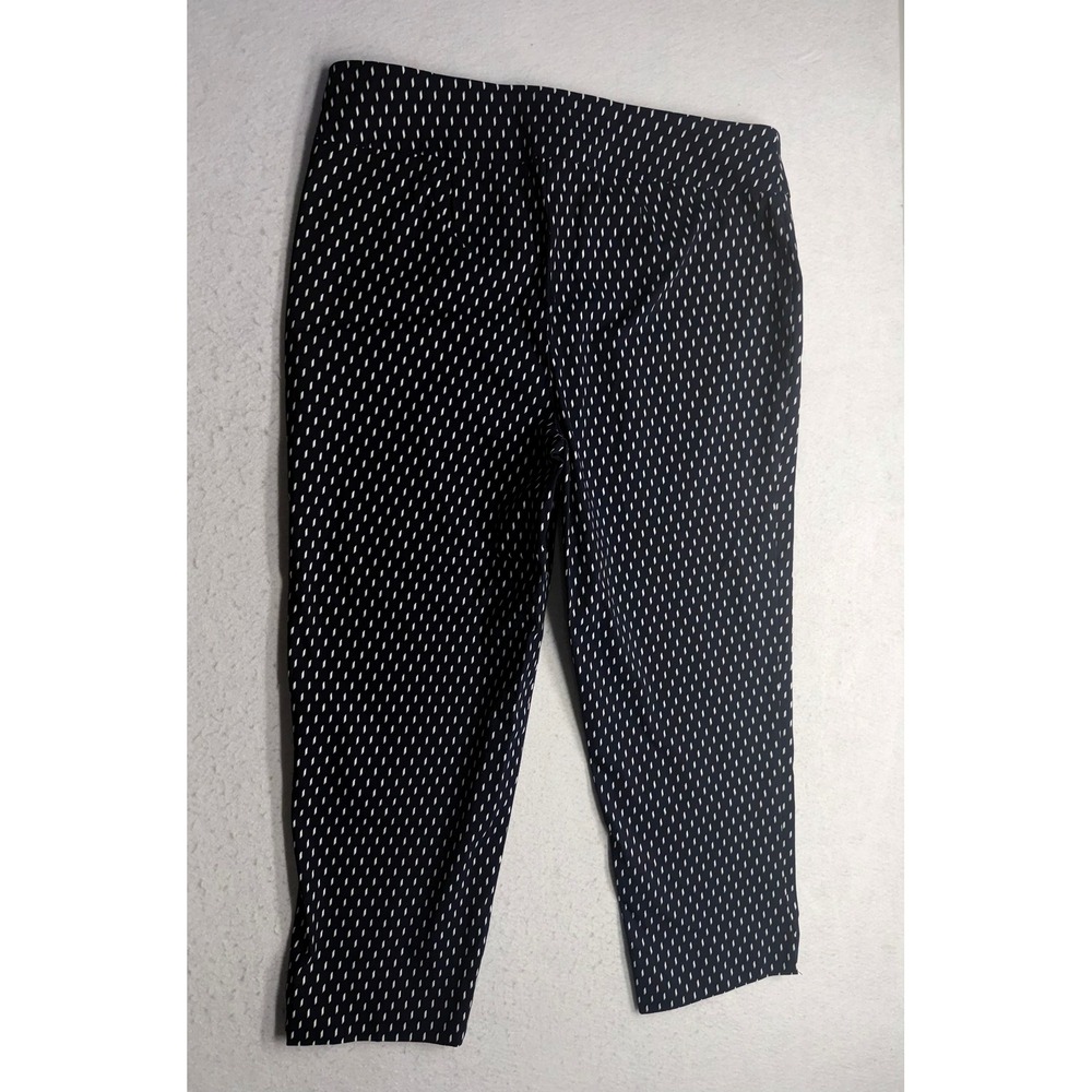 Zac & Rachel Woman Navy Blue White Geometric Diamond Crop Pants 18W Stretch - Picture 3 of 6